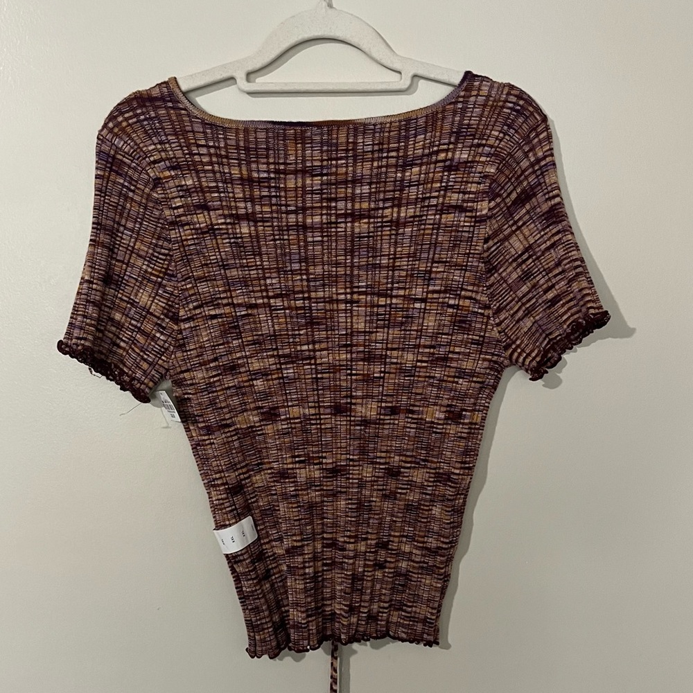 Arizona Jean Co Women’s Top XXL Purple Rust Y2K Cropped Ruched Ribbed NWT - Picture 2 of 10